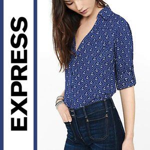 Express | 'Nautical Anchor' Printed Original Fit Portofino Shirt